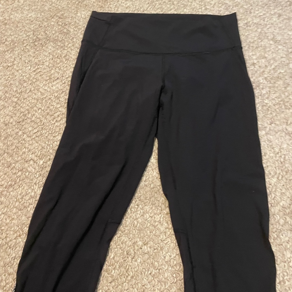 lululemon black size 10 leggings with floral details in great condition